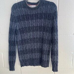 BRUNELLO CUCINELLI Men’s Blue and Navy Blue 100% Cotton Sweater